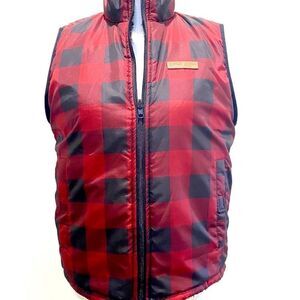 Buffalo‎ David Bitton Women's M Red Gingham Plaid Check Puffer Vest Reversible
